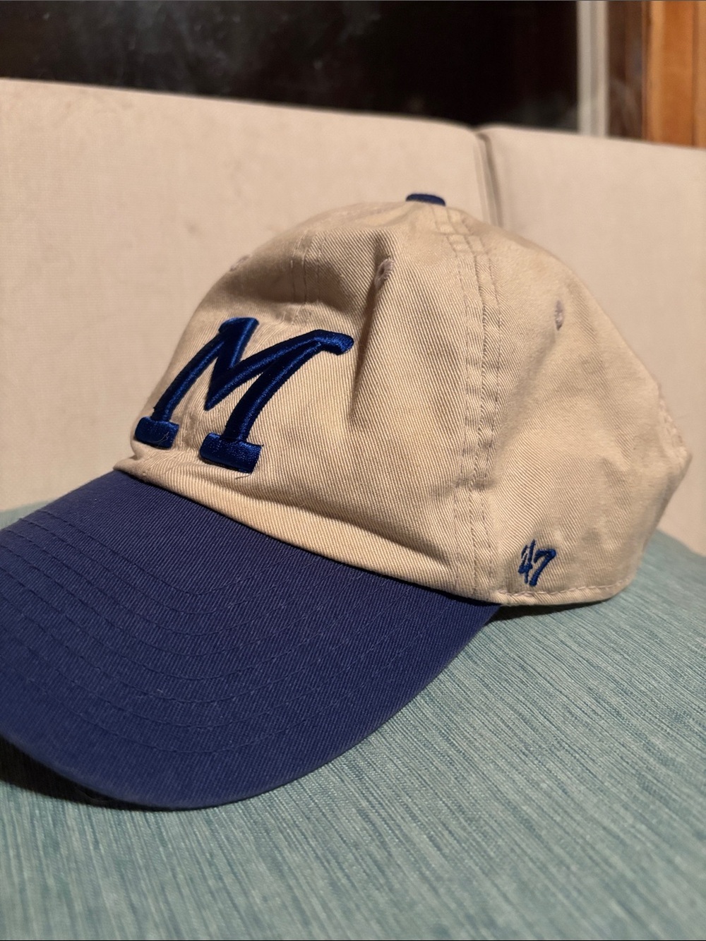 47 Adjustable Two-Tone Milwaukee Brewers Basebal Cap - Blue & Khaki